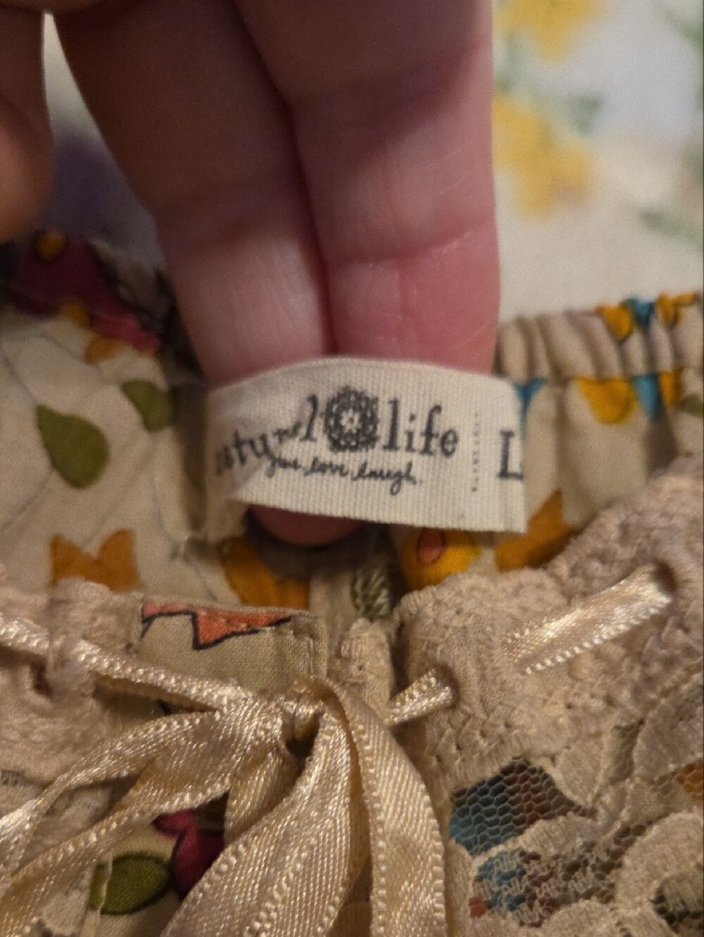 NATURAL LIFE Romper Cream Floral Paisley Sundress with Lace Like New Worn 1x - Picture 3 of 7